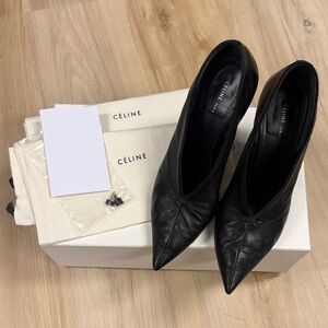 Celine calf leather black heels